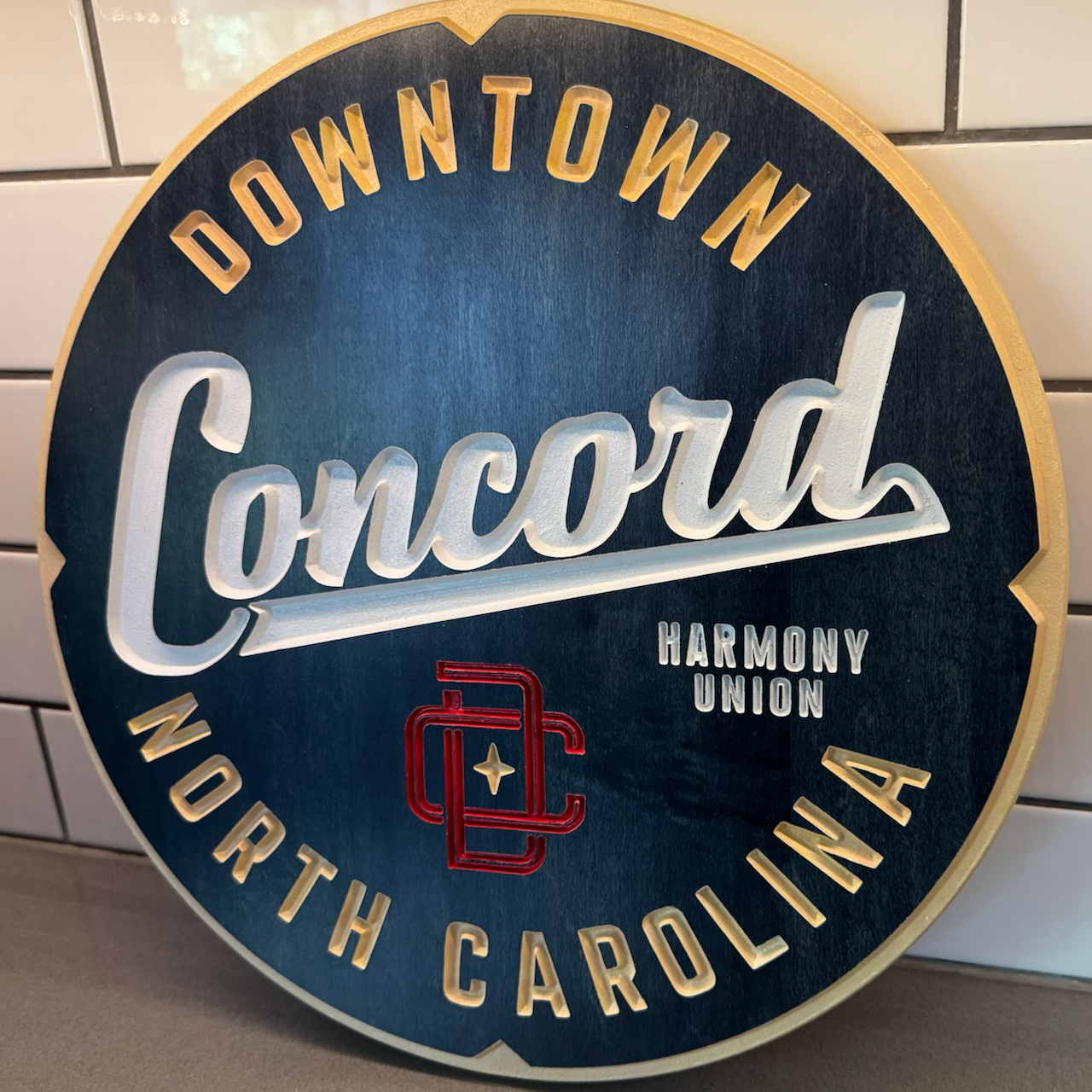 CNC-carved sign